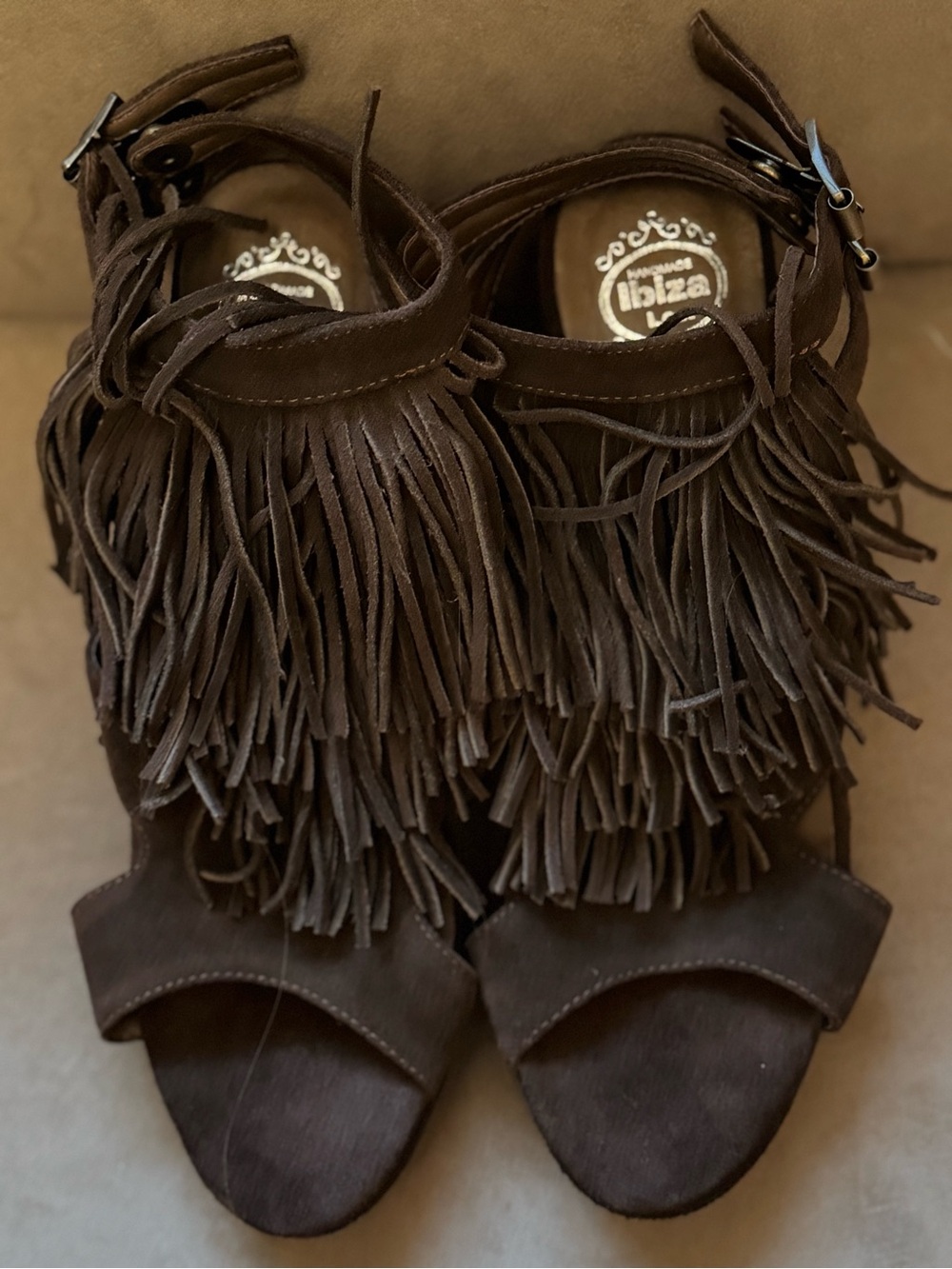 Jeffrey Campbell Brown Suede Fringe Sandals
